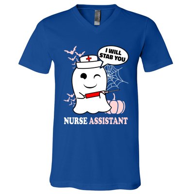 Nurse Assistant Halloween I Will Stab You Funny Ghost Great Gift V-Neck T-Shirt