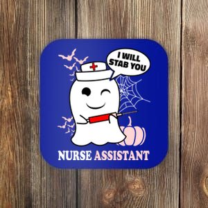 Nurse Assistant Halloween I Will Stab You Funny Ghost Great Gift Coaster