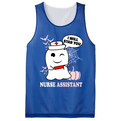 Nurse Assistant Halloween I Will Stab You Funny Ghost Great Gift Mesh Reversible Basketball Jersey Tank