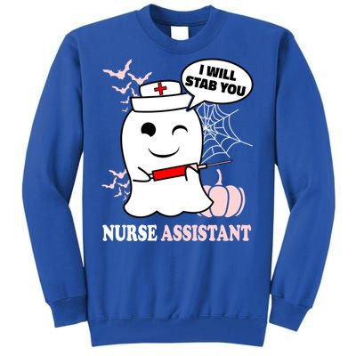 Nurse Assistant Halloween I Will Stab You Funny Ghost Great Gift Tall Sweatshirt