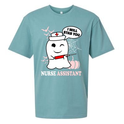 Nurse Assistant Halloween I Will Stab You Funny Ghost Great Gift Sueded Cloud Jersey T-Shirt