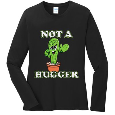 Not A Hugger Personal Boundaries Introvert Warning Ladies Long Sleeve Shirt