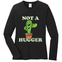 Not A Hugger Personal Boundaries Introvert Warning Ladies Long Sleeve Shirt
