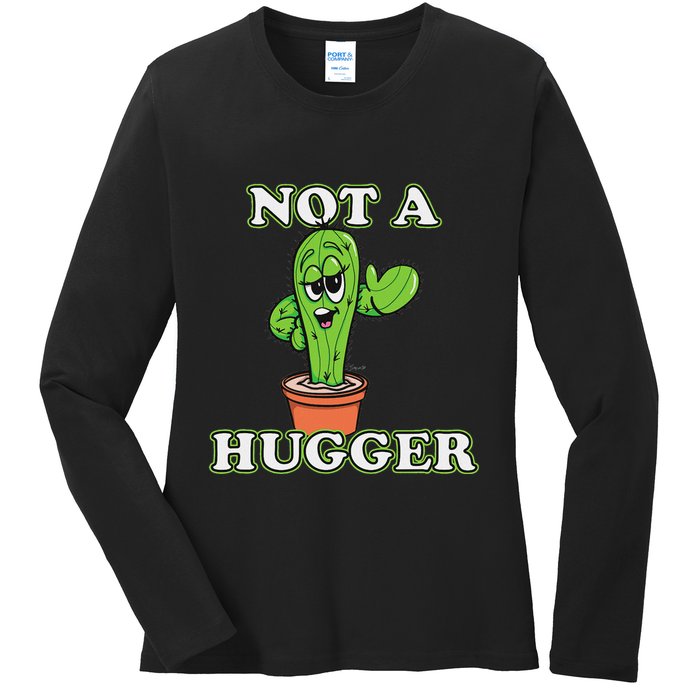 Not A Hugger Personal Boundaries Introvert Warning Ladies Long Sleeve Shirt