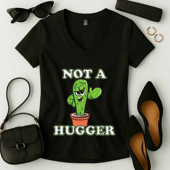 Not A Hugger Personal Boundaries Introvert Warning Women's V-Neck T-Shirt