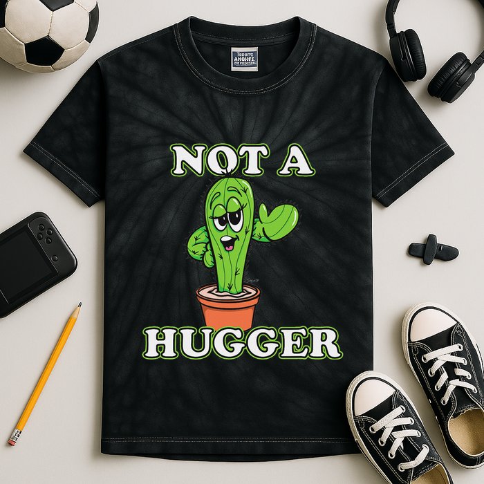 Not A Hugger Personal Boundaries Introvert Warning Kids Tie-Dye T-Shirt
