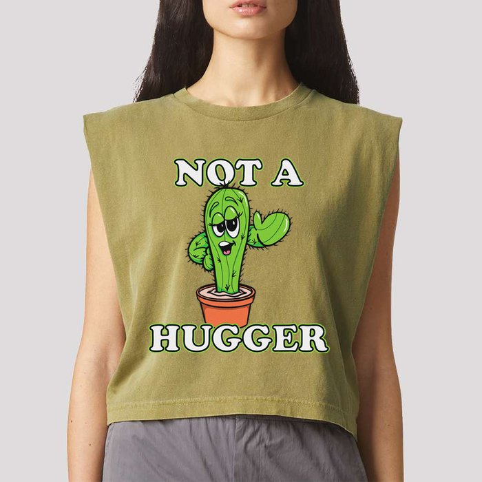 Not A Hugger Personal Boundaries Introvert Warning Garment-Dyed Women's Muscle Tee