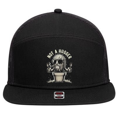 Not A Hugger Funny Vintage Cactus Sarcastic 7 Panel Mesh Trucker Snapback Hat