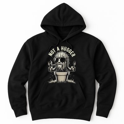 Not A Hugger Funny Vintage Cactus Sarcastic Hoodie