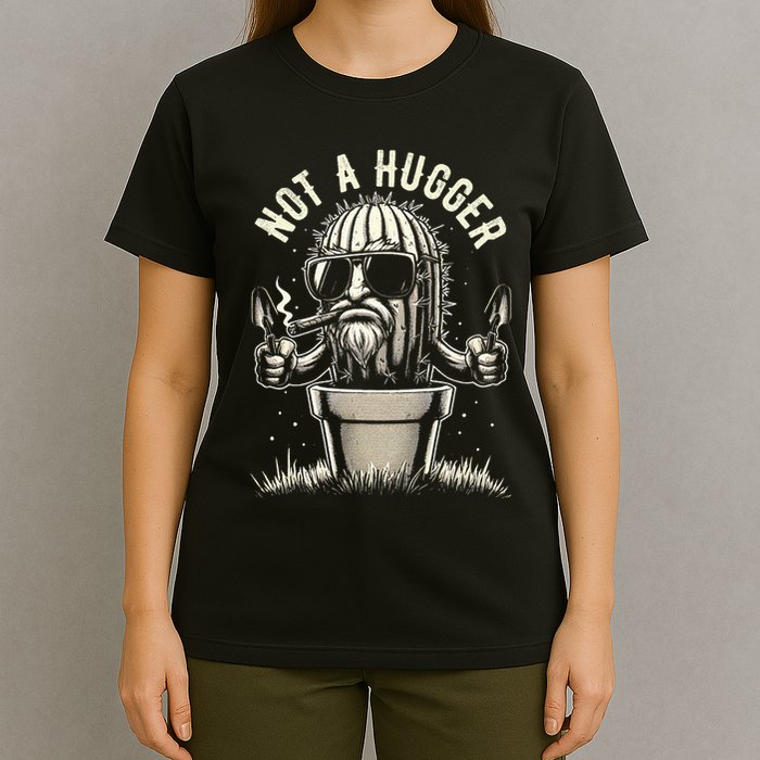 Not A Hugger Funny Vintage Cactus Sarcastic T-Shirt