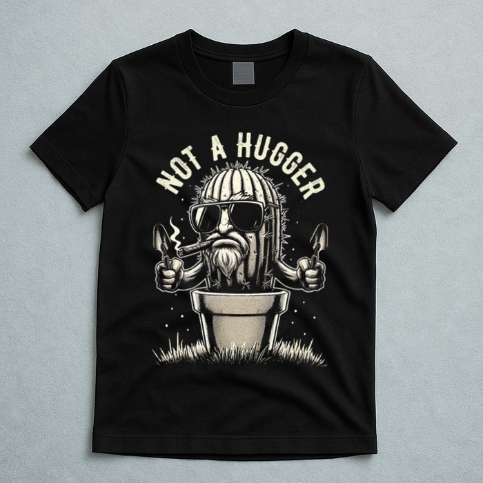 Not A Hugger Funny Vintage Cactus Sarcastic T-Shirt
