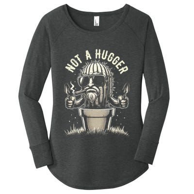 Not A Hugger Funny Vintage Cactus Sarcastic Women's Perfect Tri Tunic Long Sleeve Shirt