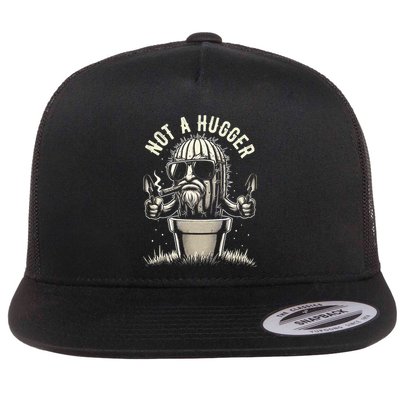 Not A Hugger Funny Vintage Cactus Sarcastic Flatbill Hat