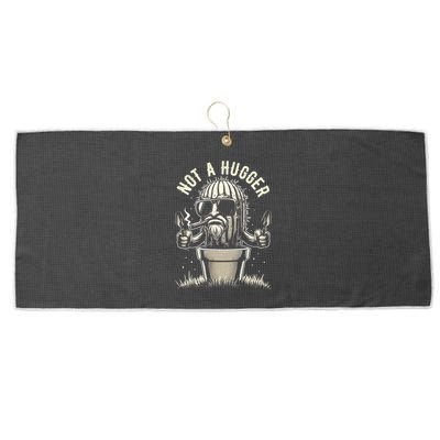 Not A Hugger Funny Vintage Cactus Sarcastic Large Microfiber Waffle Golf Towel