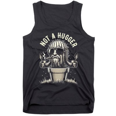 Not A Hugger Funny Vintage Cactus Sarcastic Tank Top