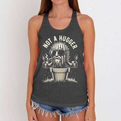 Not A Hugger Funny Vintage Cactus Sarcastic Women's Knotted Racerback Tank