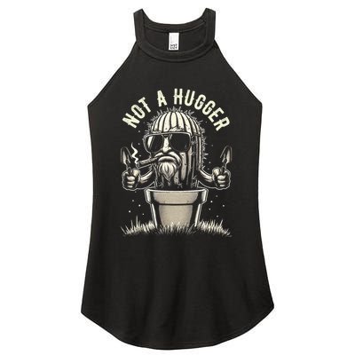 Not A Hugger Funny Vintage Cactus Sarcastic Women's Perfect Tri Rocker Tank