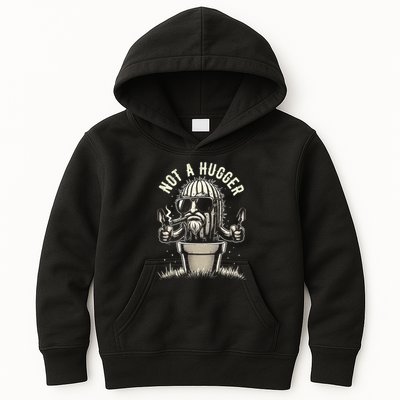 Not A Hugger Funny Vintage Cactus Sarcastic Kids Hoodie