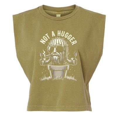 Not A Hugger Funny Vintage Cactus Sarcastic Garment-Dyed Women's Muscle Tee