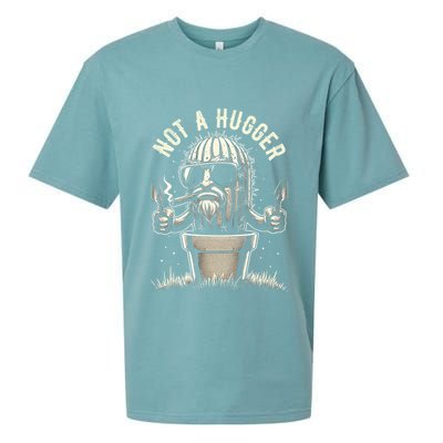Not A Hugger Funny Vintage Cactus Sarcastic Sueded Cloud Jersey T-Shirt