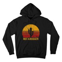 Not A Hugger Cactus Funny Introvert Retro Sunset Hoodie