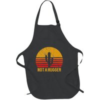 Not A Hugger Cactus Funny Introvert Retro Sunset Full-Length Apron With Pockets