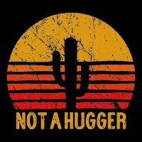 Not A Hugger Cactus Funny Introvert Retro Sunset Full-Length Apron With Pockets