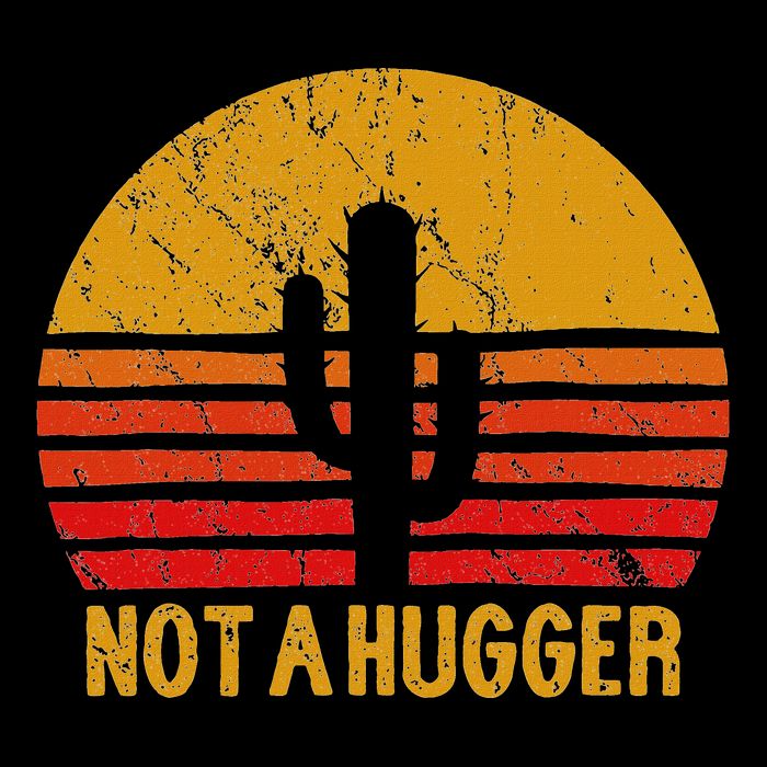 Not A Hugger Cactus Funny Introvert Retro Sunset Full-Length Apron With Pockets