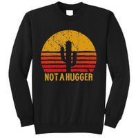 Not A Hugger Cactus Funny Introvert Retro Sunset Sweatshirt