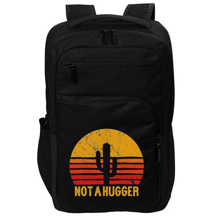 Not A Hugger Cactus Funny Introvert Retro Sunset Impact Tech Backpack