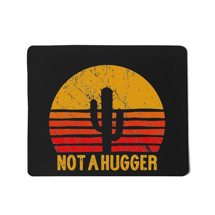 Not A Hugger Cactus Funny Introvert Retro Sunset Mousepad