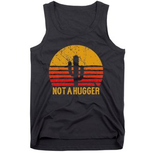 Not A Hugger Cactus Funny Introvert Retro Sunset Tank Top