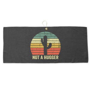 Not A Hugger Funny Cactus Sarcastic Introvert Cute Gift Large Microfiber Waffle Golf Towel