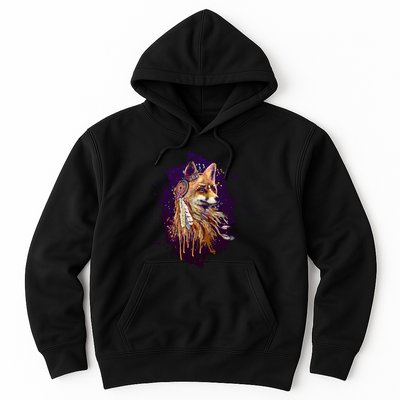 Native American Head Dress Fox Paint Splatter Hoodie