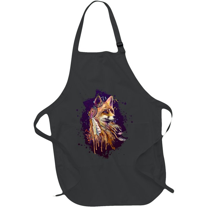 Native American Head Dress Fox Paint Splatter Apron