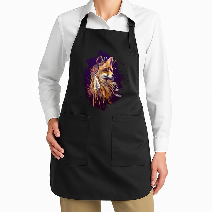 Native American Head Dress Fox Paint Splatter Apron