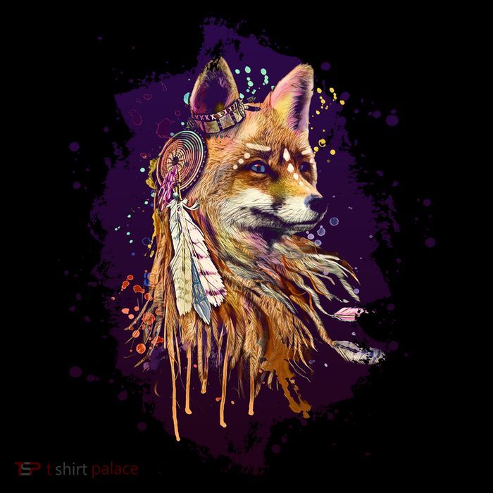 Native American Head Dress Fox Paint Splatter Apron