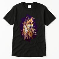 Native American Head Dress Fox Paint Splatter Tall T-Shirt