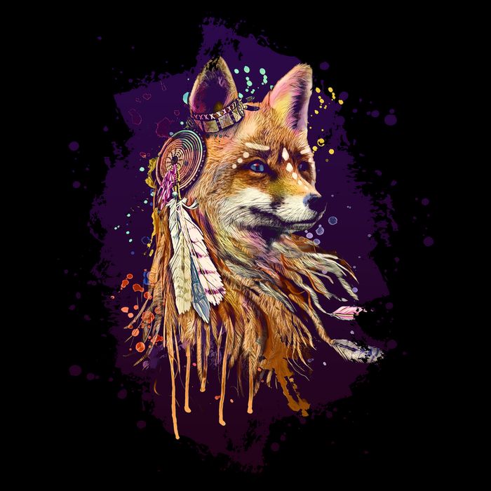 Native American Head Dress Fox Paint Splatter Tall T-Shirt