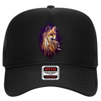 Native American Head Dress Fox Paint Splatter Trucker Hat