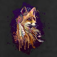Native American Head Dress Fox Paint Splatter Trucker Hat