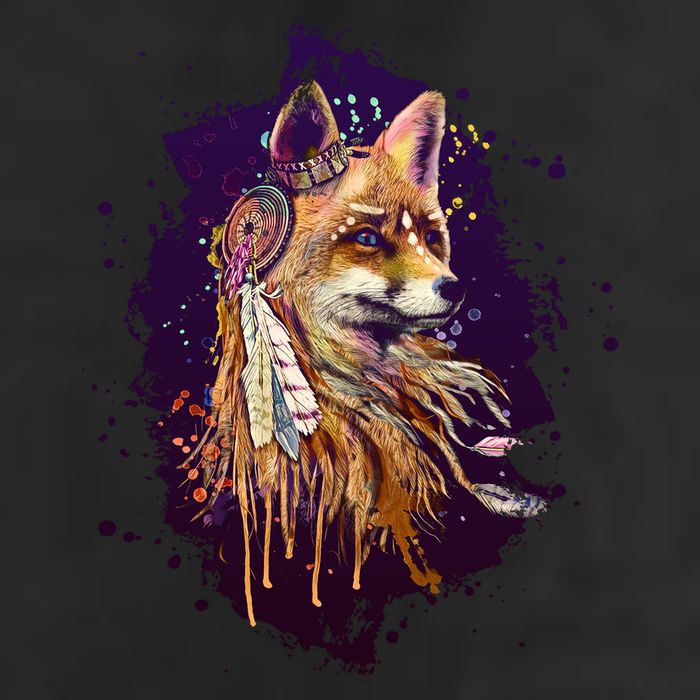 Native American Head Dress Fox Paint Splatter Trucker Hat