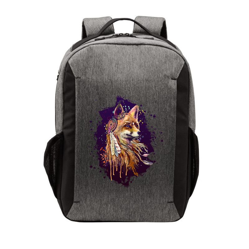 Native American Head Dress Fox Paint Splatter Vector Backpack