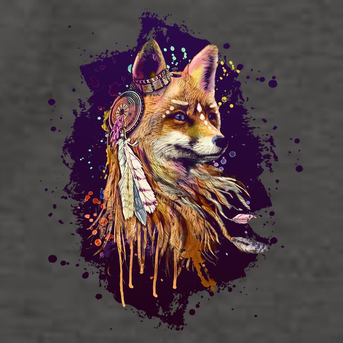 Native American Head Dress Fox Paint Splatter Vector Backpack