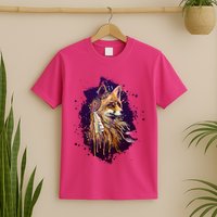 Native American Head Dress Fox Paint Splatter T-Shirt