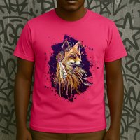 Native American Head Dress Fox Paint Splatter T-Shirt