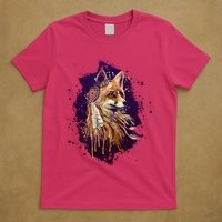 Native American Head Dress Fox Paint Splatter T-Shirt