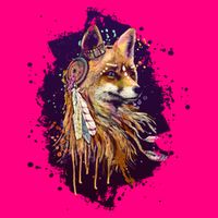 Native American Head Dress Fox Paint Splatter T-Shirt