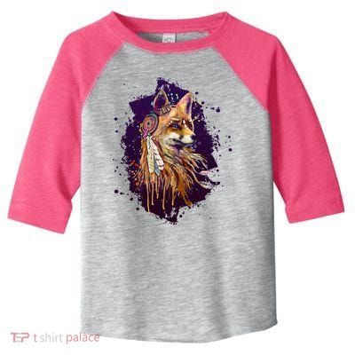 Native American Head Dress Fox Paint Splatter Toddler Fine Jersey T-Shirt
