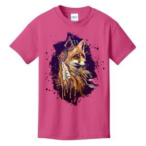 Native American Head Dress Fox Paint Splatter Kids T-Shirt